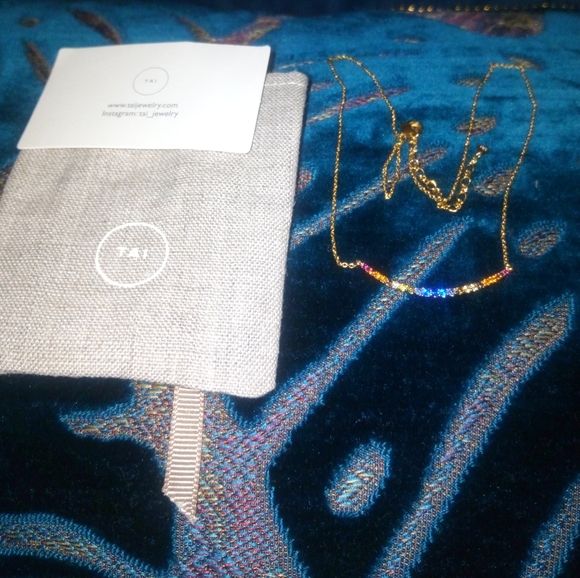NEW Tai Jewelry Rainbow Arc Gold Statement Necklace - Picture 5 of 6